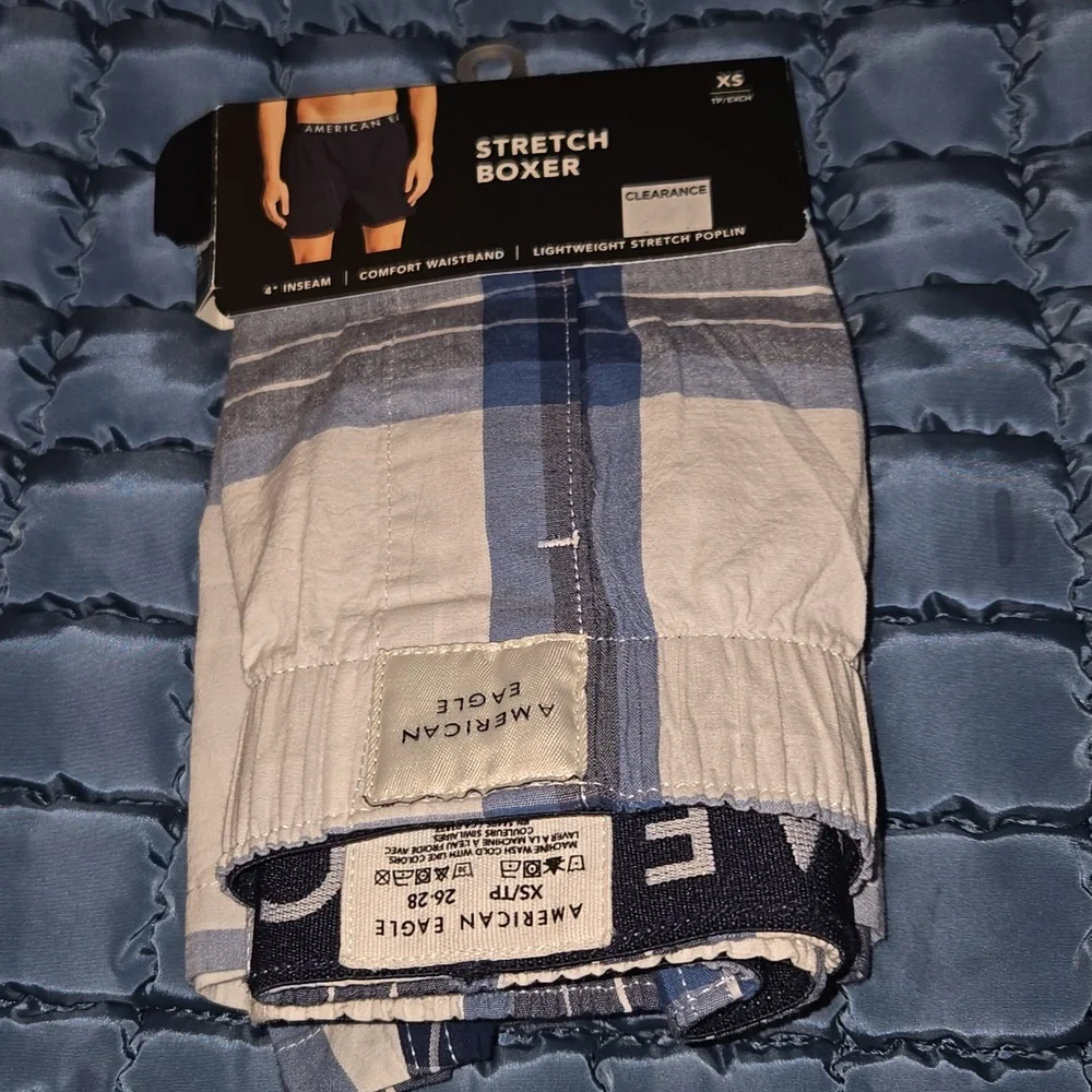 NWT American Eagle Outfitters Blue White 4 Inch Stretch Poplin Boxer XS